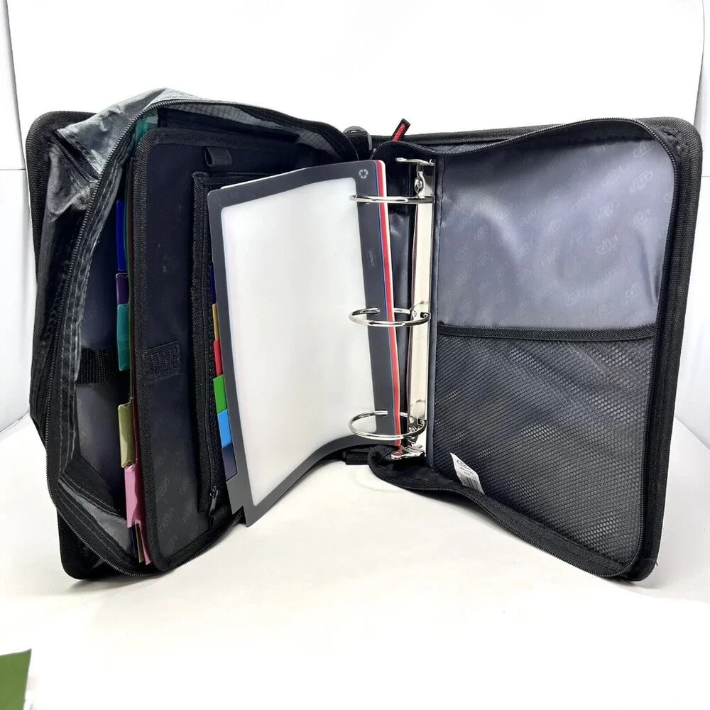 Case-It Mighty Zip Tab 3-Ring 3-inch Zipper Binder Expanding File Black/Gray New